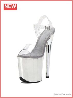 8in Pole Dance Stiletto Heels Clear Platform Lace-Up Exotic Dance Shoes